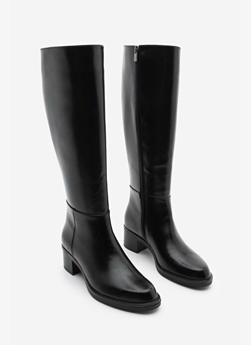 Kadın Fermuarlı Günlük Topuklu Çizme Fabes Siyah - Görsel 5