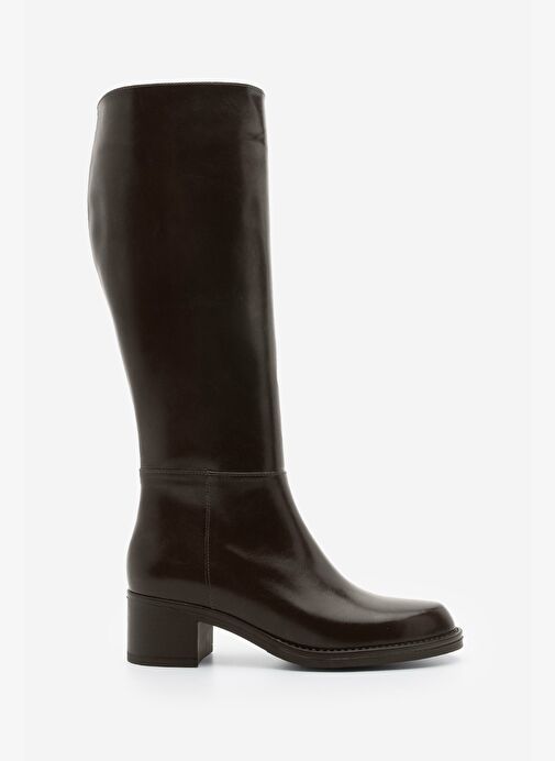 Kadın Fermuarlı Günlük Topuklu Çizme Fabes Kahve - Görsel 4