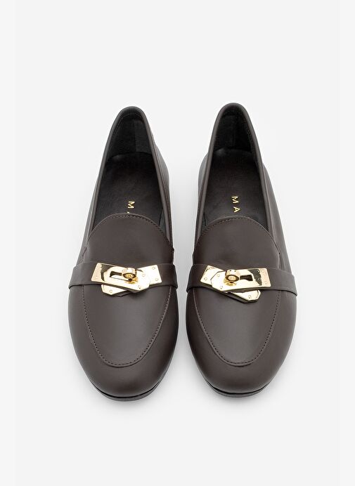 Kadın Loafer Hakiki Deri Tokalı Makosen Günlük Ayakkabı Nador Kahve - Görsel 5