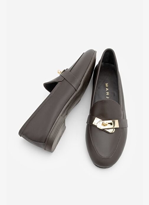 Kadın Loafer Hakiki Deri Tokalı Makosen Günlük Ayakkabı Nador Kahve - Görsel 6