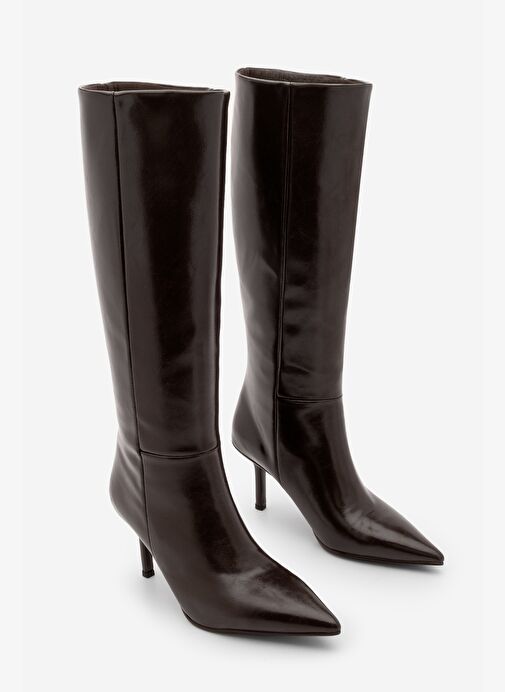 Marjin Marjin Belirsiz Kadın Sivri Burun Fermuarsız İnce Topuklu Çizme Gasev Kahve Bot | Boyner Belirsiz - 6. görsel