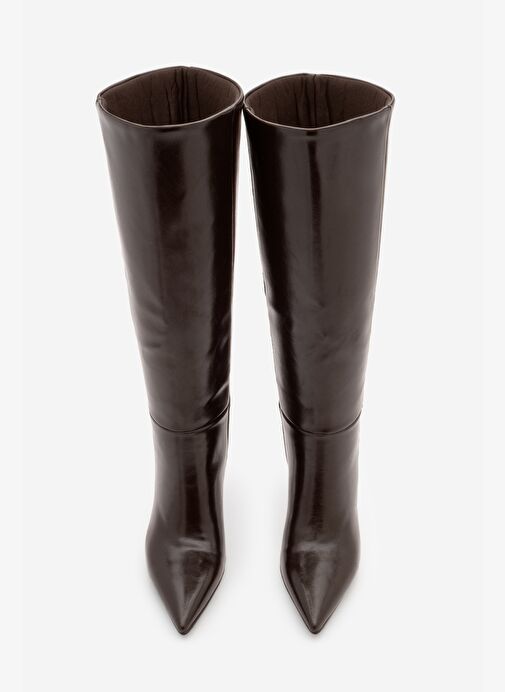 Marjin Marjin Belirsiz Kadın Sivri Burun Fermuarsız İnce Topuklu Çizme Gasev Kahve Bot | Boyner Belirsiz - 7. görsel