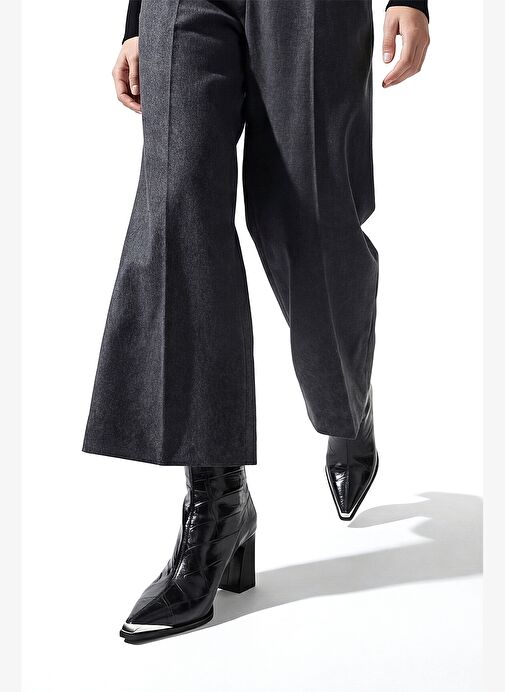 Marjin Marjin Belirsiz Kadın Sivri Burun Arkadan Fermuarlı Kalın Topuklu Bot Zavoli Siyah Croco | Boyner Belirsiz - 5. görsel