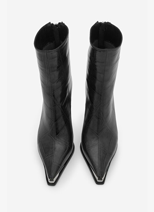 Marjin Marjin Belirsiz Kadın Sivri Burun Arkadan Fermuarlı Kalın Topuklu Bot Zavoli Siyah Croco | Boyner Belirsiz - 6. görsel