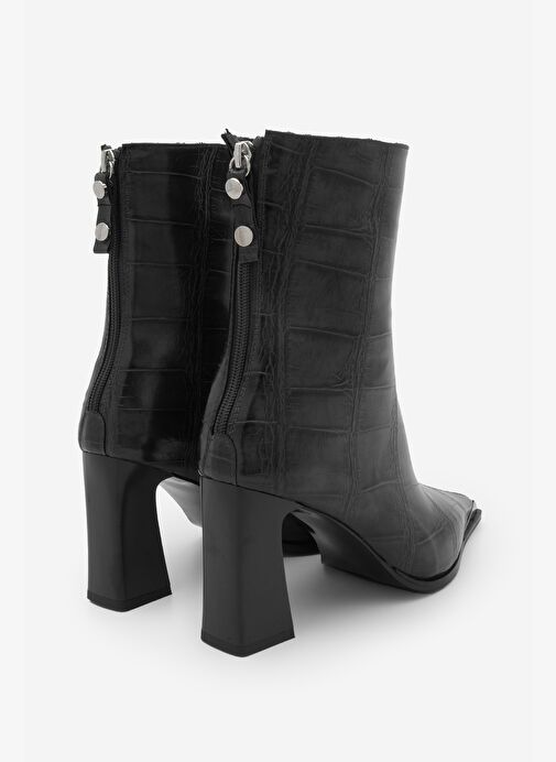 Marjin Marjin Belirsiz Kadın Sivri Burun Arkadan Fermuarlı Kalın Topuklu Bot Zavoli Siyah Croco | Boyner Belirsiz - 7. görsel