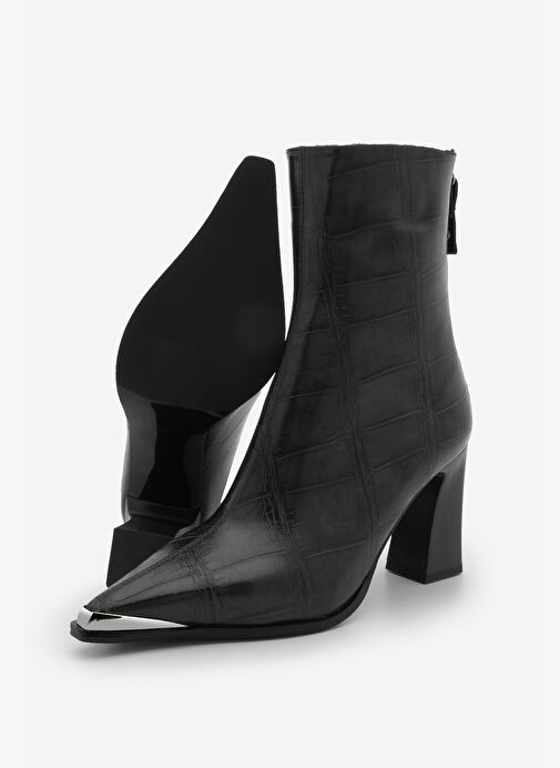 Marjin Marjin Belirsiz Kadın Sivri Burun Arkadan Fermuarlı Kalın Topuklu Bot Zavoli Siyah Croco | Boyner Belirsiz - 8. görsel