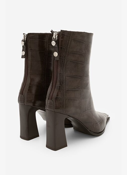Marjin Marjin Belirsiz Kadın Sivri Burun Arkadan Fermuarlı Kalın Topuklu Bot Zavoli Kahve Croco | Boyner Belirsiz - 6. görsel