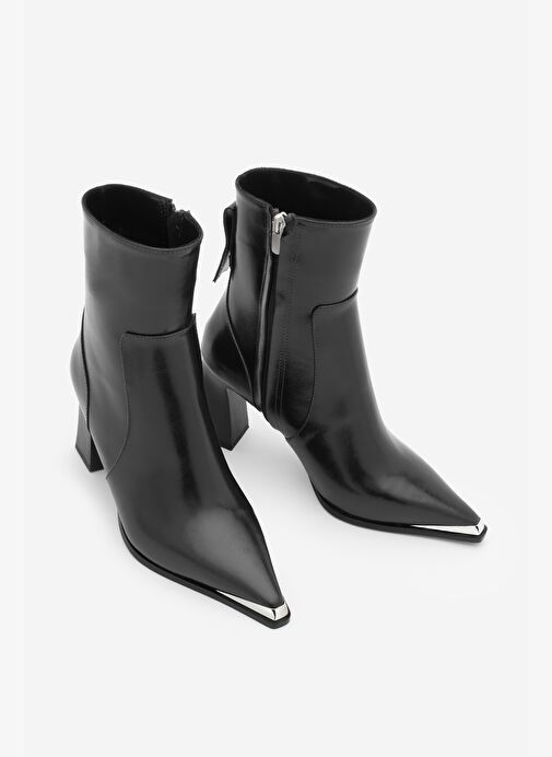 Marjin Marjin Kadın Sivri Burun Yandan Fermuarlı Kalın Topuklu Bot Mikase Siyah | Boyner Siyah - 2. görsel