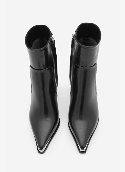 Marjin Marjin Kadın Sivri Burun Yandan Fermuarlı Kalın Topuklu Bot Mikase Siyah | Boyner Siyah - 6. görsel