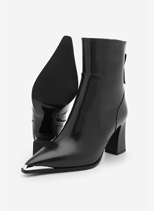 Marjin Marjin Kadın Sivri Burun Yandan Fermuarlı Kalın Topuklu Bot Mikase Siyah | Boyner Siyah - 8. görsel