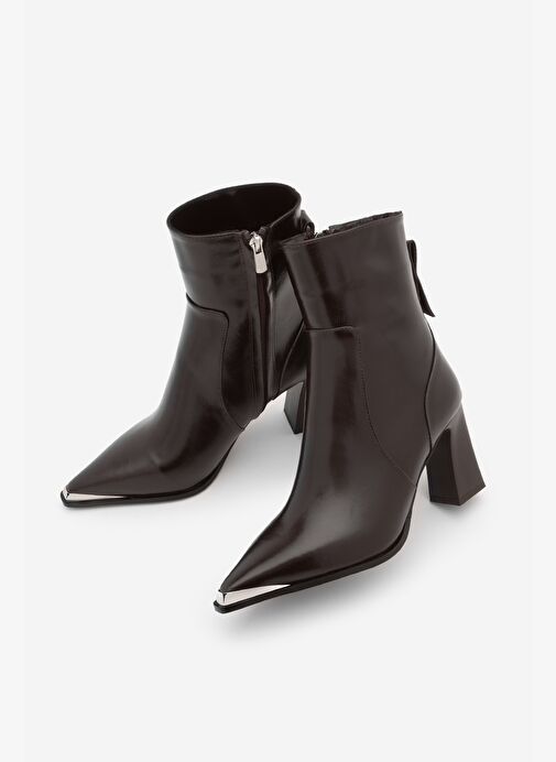 Marjin Marjin Belirsiz Kadın Sivri Burun Yandan Fermuarlı Kalın Topuklu Bot Mikase Kahve | Boyner Belirsiz - 2. görsel