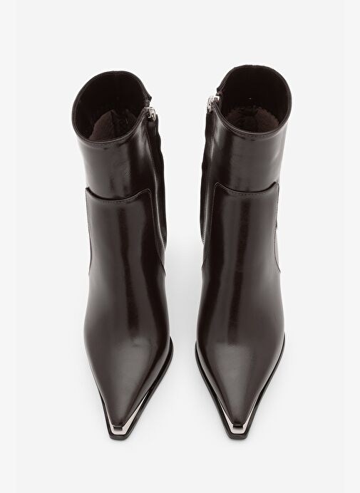 Marjin Marjin Belirsiz Kadın Sivri Burun Yandan Fermuarlı Kalın Topuklu Bot Mikase Kahve | Boyner Belirsiz - 6. görsel