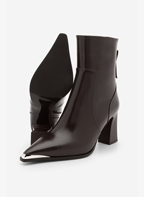 Marjin Marjin Belirsiz Kadın Sivri Burun Yandan Fermuarlı Kalın Topuklu Bot Mikase Kahve | Boyner Belirsiz - 8. görsel