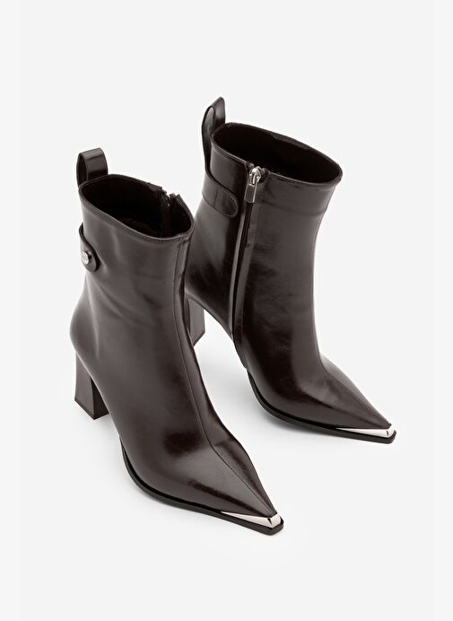 Marjin Marjin Belirsiz Kadın Sivri Burun Metal Uçlu Fermuarlı Kalın Topuklu Bot Berne Kahve | Boyner Belirsiz - 2. görsel