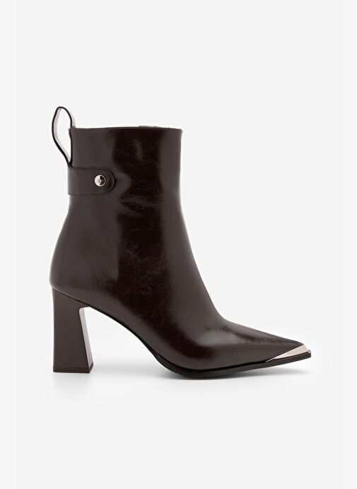 Marjin Marjin Belirsiz Kadın Sivri Burun Metal Uçlu Fermuarlı Kalın Topuklu Bot Berne Kahve | Boyner Belirsiz - 4. görsel