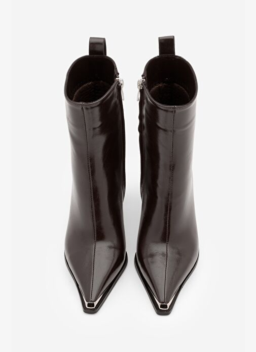 Marjin Marjin Belirsiz Kadın Sivri Burun Metal Uçlu Fermuarlı Kalın Topuklu Bot Berne Kahve | Boyner Belirsiz - 6. görsel