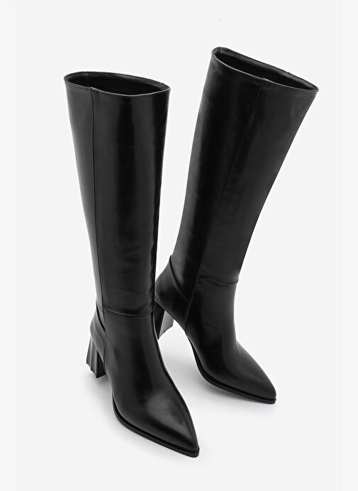 Marjin Marjin Kadın Sivri Burun Kalın Topuklu Fermuarsız Topuklu Çizme Runava Siyah Bot | Boyner Siyah - 2. görsel