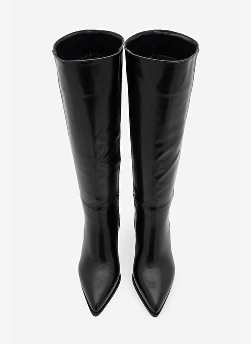 Marjin Marjin Kadın Sivri Burun Kalın Topuklu Fermuarsız Topuklu Çizme Runava Siyah Bot | Boyner Siyah - 5. görsel