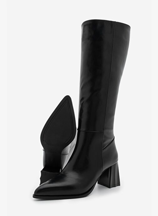 Marjin Marjin Kadın Sivri Burun Kalın Topuklu Fermuarsız Topuklu Çizme Runava Siyah Bot | Boyner Siyah - 7. görsel