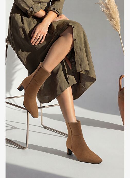 Marjin Marjin Kadın Küt Burun Kalın Topuklu Bot Sivet Taba Süet | Boyner Taba Süet - 3. görsel