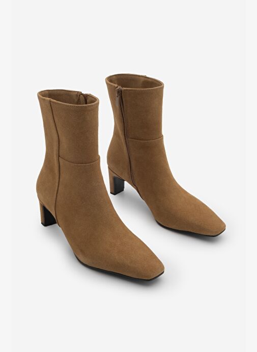 Marjin Marjin Kadın Küt Burun Kalın Topuklu Bot Sivet Taba Süet | Boyner Taba Süet - 6. görsel