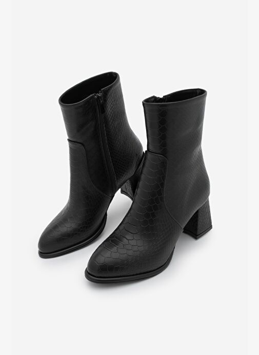 Marjin Marjin Belirsiz Kadın Fermuarlı Kalın Topuklu Bot Mirasa Siyah Croco | Boyner Belirsiz - 2. görsel