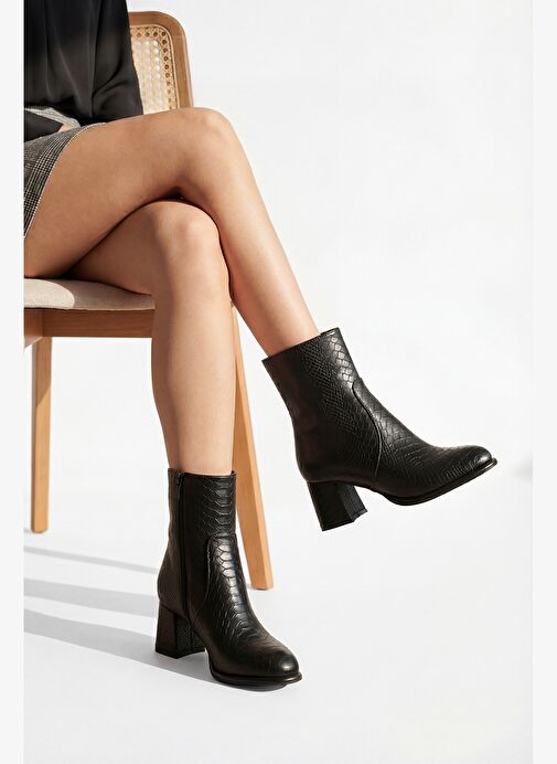 Marjin Marjin Belirsiz Kadın Fermuarlı Kalın Topuklu Bot Mirasa Siyah Croco | Boyner Belirsiz - 3. görsel