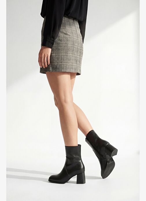 Marjin Marjin Belirsiz Kadın Fermuarlı Kalın Topuklu Bot Mirasa Siyah Croco | Boyner Belirsiz - 5. görsel