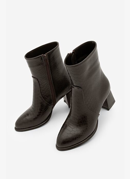 Marjin Marjin Belirsiz Kadın Fermuarlı Kalın Topuklu Bot Mirasa Kahve Croco | Boyner Belirsiz - 2. görsel