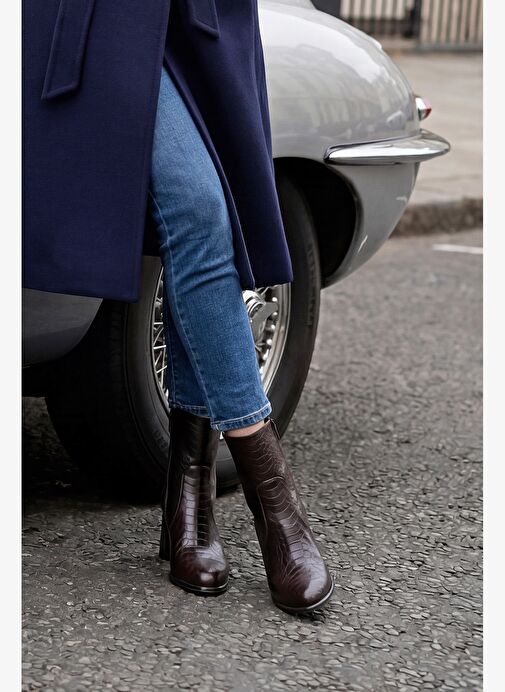 Marjin Marjin Belirsiz Kadın Fermuarlı Kalın Topuklu Bot Mirasa Kahve Croco | Boyner Belirsiz - 5. görsel