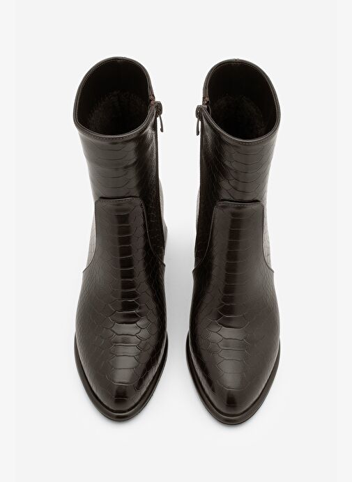 Marjin Marjin Belirsiz Kadın Fermuarlı Kalın Topuklu Bot Mirasa Kahve Croco | Boyner Belirsiz - 6. görsel