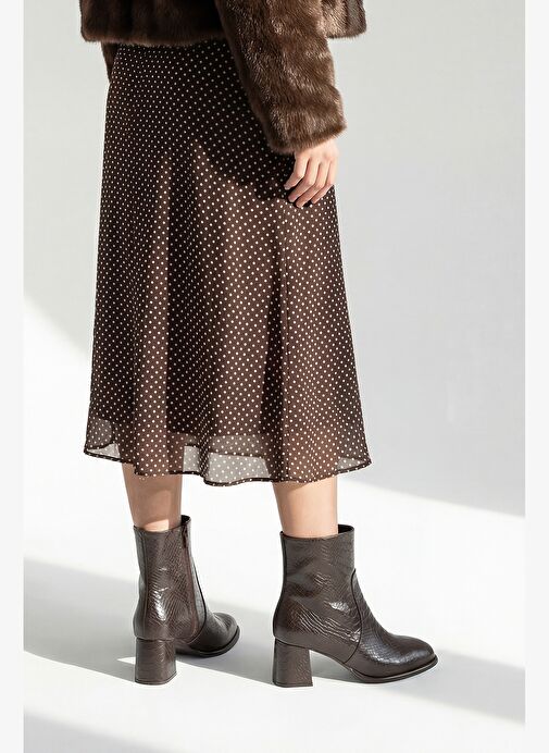 Marjin Marjin Belirsiz Kadın Fermuarlı Kalın Topuklu Bot Mirasa Kahve Croco | Boyner Belirsiz - 7. görsel