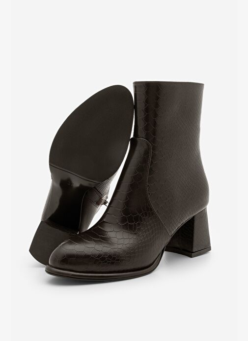 Marjin Marjin Belirsiz Kadın Fermuarlı Kalın Topuklu Bot Mirasa Kahve Croco | Boyner Belirsiz - 8. görsel