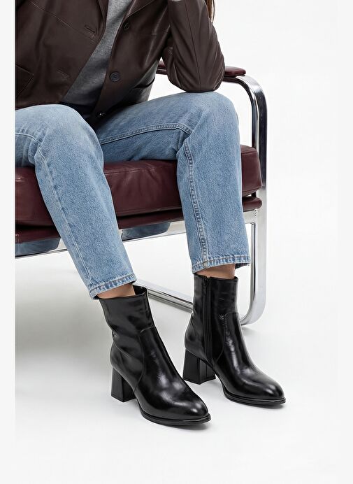 Marjin Marjin Kadın Fermuarlı Sıcak Astar Kalın Topuklu Bot Hersin Siyah | Boyner Siyah - 5. görsel