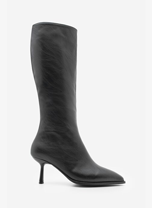 Kadın Sivri Burun Yarım Fermuarlı İnce Topuklu Çizme Lavisa Siyah - Görsel 3