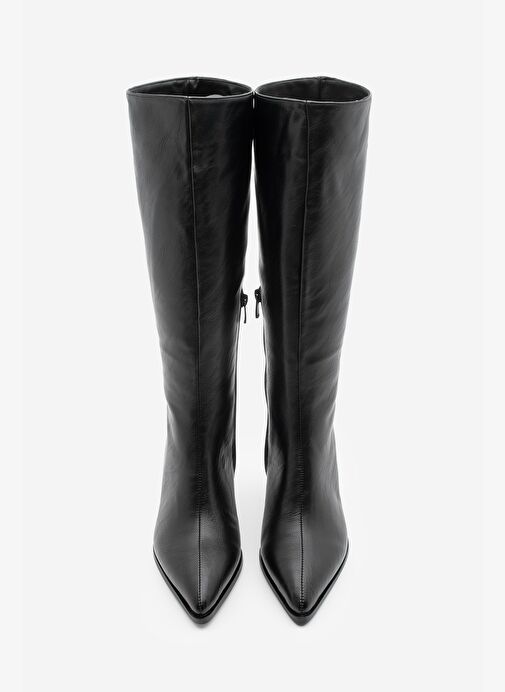 Kadın Sivri Burun Yarım Fermuarlı İnce Topuklu Çizme Lavisa Siyah - Görsel 5