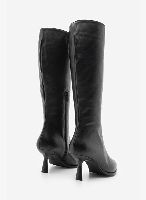 Kadın Sivri Burun Yarım Fermuarlı İnce Topuklu Çizme Lavisa Siyah - Görsel 6