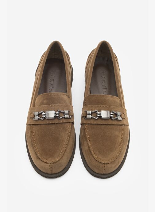 Kadın Loafer Makosen Tokalı Günlük Ayakkabı Zamira Taba Süet - Görsel 7