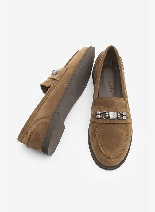 Kadın Loafer Makosen Tokalı Günlük Ayakkabı Zamira Taba Süet - Görsel 8