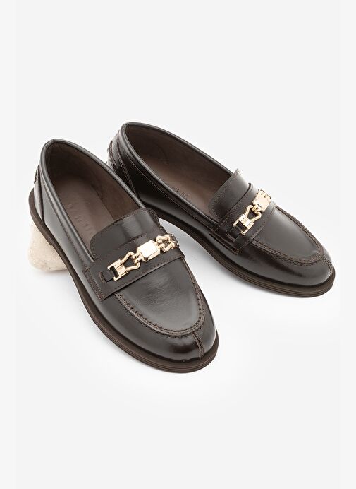 Kadın Loafer Makosen Tokalı Günlük Ayakkabı Zamira Kahve - Görsel 2