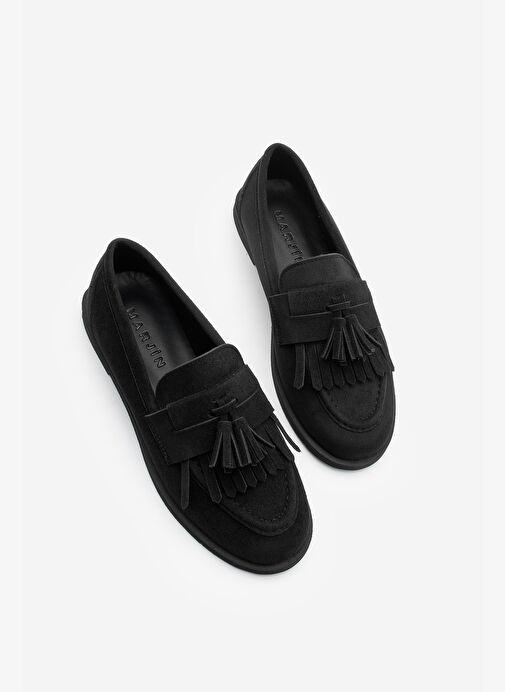 Kadın Loafer Püsküllü Günlük Ayakkabı Petlin Siyah Süet - Görsel 2