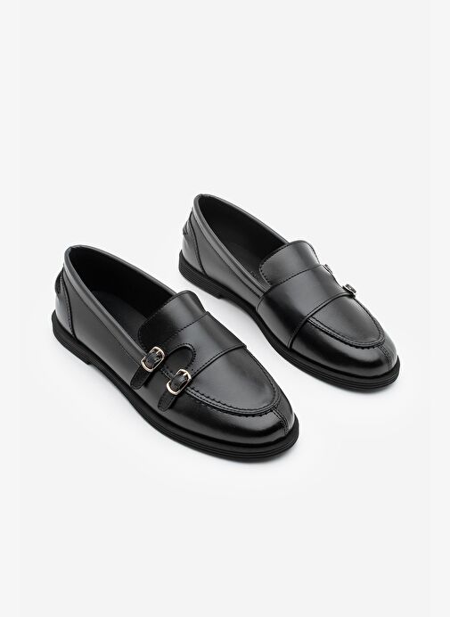 Kadın Loafer Makosen Tokalı Günlük Ayakkabı Ovora Siyah - Görsel 6