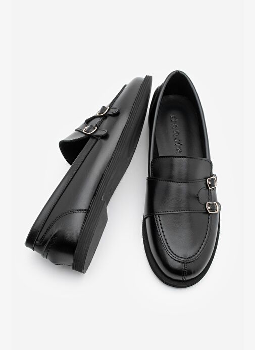 Kadın Loafer Makosen Tokalı Günlük Ayakkabı Ovora Siyah - Görsel 8