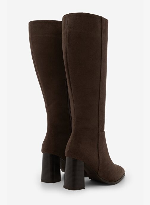 Marjin Marjin Belirsiz Kadın Sivri Burun Yarım Fermuarlı Kalın Topuklu Çizme Mortez Kahve Süet Bot | Boyner Belirsiz - 6. görsel