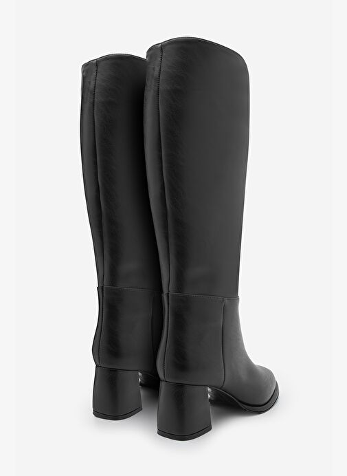 Marjin Marjin Kadın Sivri Burun Fermuarsız Kalın Topuklu Çizme Aluta Siyah Bot | Boyner Siyah - 7. görsel