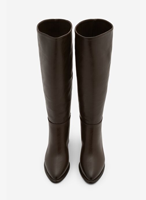 Marjin Marjin Belirsiz Kadın Sivri Burun Fermuarsız Kalın Topuklu Çizme Aluta Kahve Bot | Boyner Belirsiz - 6. görsel