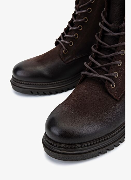 Valmenti Kadın Hakiki Deri Kahverengi Nubuk Düz Bot - Görsel 4