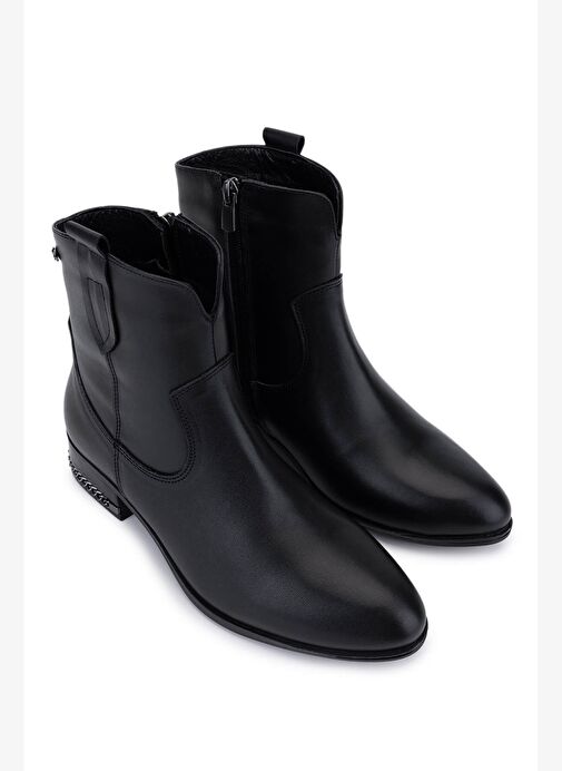 Tamer Tanca Kadın Hakiki Deri Siyah Deri Topuklu Bot - Görsel 3