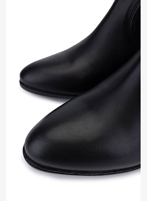 Tamer Tanca Kadın Hakiki Deri Siyah Deri Topuklu Bot - Görsel 4