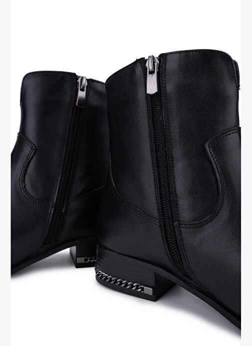 Tamer Tanca Kadın Hakiki Deri Siyah Deri Topuklu Bot - Görsel 6